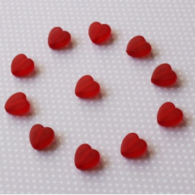 Акрилові сердечка матового червоного кольору, 9х8х3 мм, 10 шт