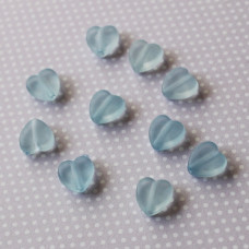 Акриловые сердечки матового голубого цвета, 9х8х3 мм, 10 шт