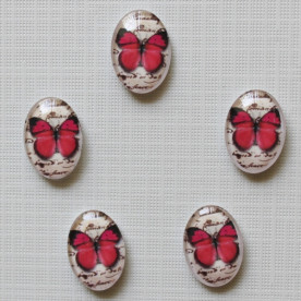 Кабошон Червоний метелик, овальна, розмір 13х18 мм