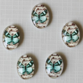 Кабошон Бирюзовая бабочка, овальная, размер 13х18 мм