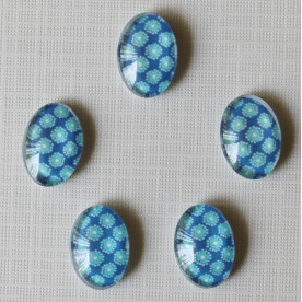 Кабошон Бірюзові квіти, овальна, розмір 13х18 мм