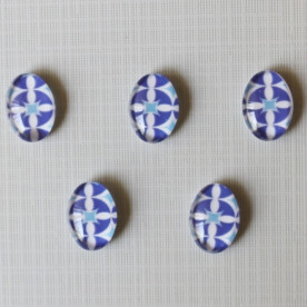 Кабошон Синий узор, овальная, размер 13х18 мм