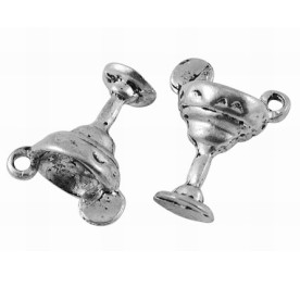 Металлическая подвеска "Коктейльный бокал", античное серебро, 19х15х9 мм, 1 шт