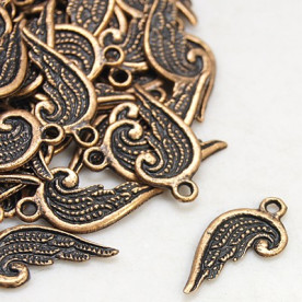 Металлическая подвеска "Крылья", античная медь, 20х10 мм, 10 шт