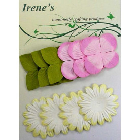 Набір квіточок кремового, рожевого і оливкового кольорів, 10 шт