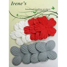 Набір квіточок червоного, білого і сірого кольору, 10 шт