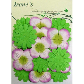 Набір квіточок зеленого і біло-фіолетового кольорів, 20 шт