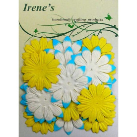 Набір квіточок жовтого і біло-блакитного кольорів, 20 шт