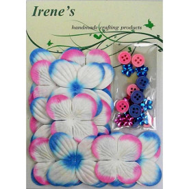 Набір квіточок з прикрасами в рожевих і блакитних тонах, 40 шт