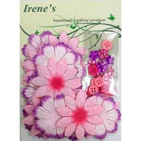 Набір квіточок з прикрасами в рожевих і фіолетових тонах, 40 шт