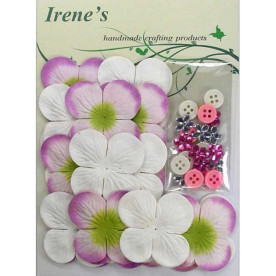 Набір квіточок з прикрасами в білих і бузкових тонах, 40 шт