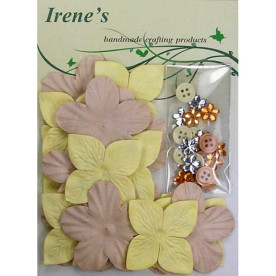 Набор цветочков с украшениями в бежевых тонах, 40 шт