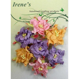 Набор гардений розового, сиреневого и персикового цветов, 5 см, 7 шт