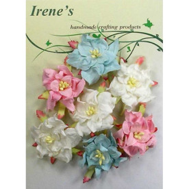 Набор гардений розового, голубого и белого цветов, 5 см, 7 шт