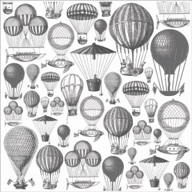 Прозрачный акриловый лист с рисунком Hot Air Balloons 30х30 см от Kaisercraft