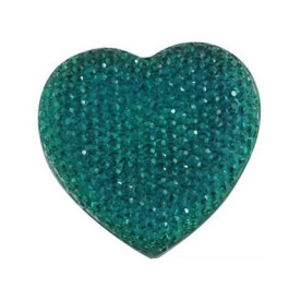 Кабошон з страз Сердечко бірюзового кольору, 10 шт