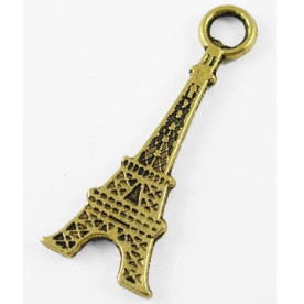 Металлическая подвеска "Эйфелева Башня", античное золото, 32х12 мм, 3 шт