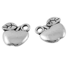 Металлическая подвеска "Яблоко", античное серебро, 11х10 мм, 5 шт