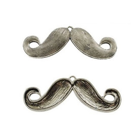 Металева підвіска "Вуса", античне срібло, 56х23 мм, 1 шт