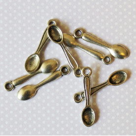 Металлическая подвеска "Чайная ложечка", античное серебро, 23х5 мм, 5 шт