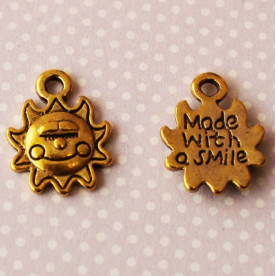 Металева підвіска "Сонечко", античне золото, 16х12 мм, 5 шт