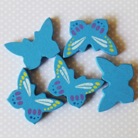 Дерев'яна намистинка "Метелик" синього кольору, 25х17х4 мм, 1 шт