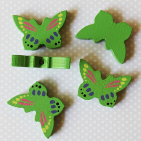 Дерев'яна намистинка "Метелик" зеленого кольору, 25х17х4 мм, 1 шт