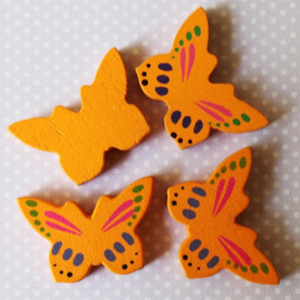 Дерев'яна намистинка "Метелик" помаранчевого кольору, 25х17х4 мм, 1 шт