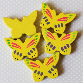 Дерев'яна намистинка "Метелик" жовтого кольору, 25х17х4 мм, 1 шт