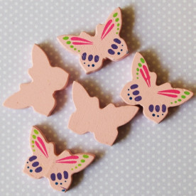 Деревянная бусинка "Бабочка" бледно-розового цвета, 25х17х4 мм, 1 шт