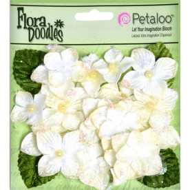 Набір оксамитових квітів і листя Velvet Hydrangeas - Cream від Petaloo, 22 шт
