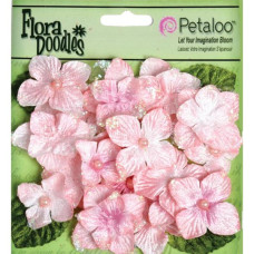Набор бархатных цветов и листьев Velvet Hydrangeas - Soft Pink от Petaloo, 22 шт