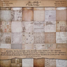 Набор двусторонней бумаги French Industrial 30х30 см 36 листов от Tim Holtz