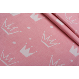 Тканина декоративна Корони на рожевому, бавовна, щільність 106, 50х50 см