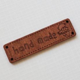 Деревянная бирка "Handmade" Панда размером 6,4х1,7 см, 1 шт