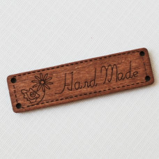Дерев'яна бирка "Handmade" Квіточка розміром 6,4х1,7 см, 1 шт