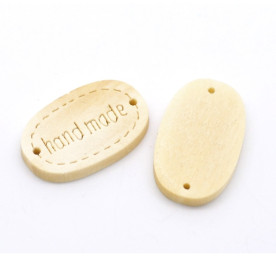 Дерев'яна табличка "Handmade" кольору світлого дерева, 19х12 мм, 1 шт