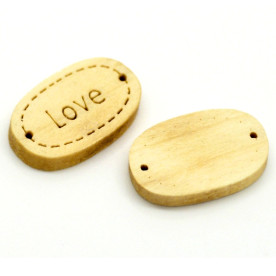 Дерев'яна бирка "Love" кольору світлого дерева, 17х11 мм, 1 шт