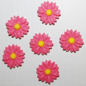 Пластиковий кабошон Ромашка темно-рожевого кольору, діаметр 22 мм, 1 шт