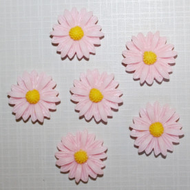 Пластиковий кабошон Ромашка рожевого кольору, діаметр 22 мм, 1 шт