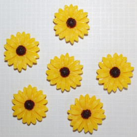 Пластиковый кабошон Ромашка желтого цвета, диаметр 22 мм, 1 шт