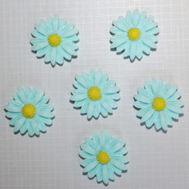 Пластиковый кабошон Ромашка голубого цвета, диаметр 22 мм, 1 шт