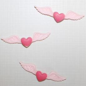 Пластиковый кабошон На крыльях любви розового цвета, 52х14 мм, 1 шт