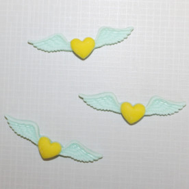 Пластиковий кабошон На крилах любові світло-бірюзового кольору, 52х14 мм, 1 шт