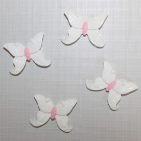 Пластиковый кабошон Бабочка с узором белого цвета, 34х28 мм, 1 шт