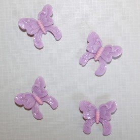 Пластиковый кабошон Бабочка с узором 2 фиолетового цвета, 34х28 мм, 1 шт