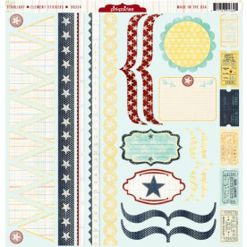 Лист наклейок для скрапбукінгу Starlight Element Stickers 30х30 см від Pink Paislee