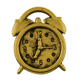 Металлическая подвеска "Будильник", античное золото, 18х14 мм, 5 шт