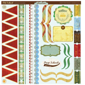 Лист наклеек для скрапбукинга Old School Element Stickers 30х30 см, Pink Paislee