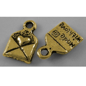 Металева підвіска "Конвертик", античне золото, 10х6 мм, 10 шт